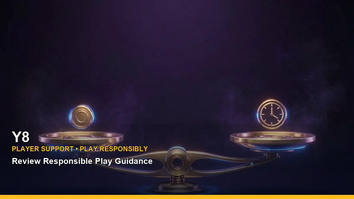 Y8 responsible gaming guide for Philippine players, presented in a high-energy timer still-life layout